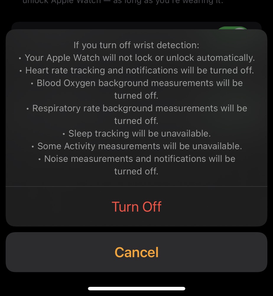 Apple Watch Wrist Detection Alert