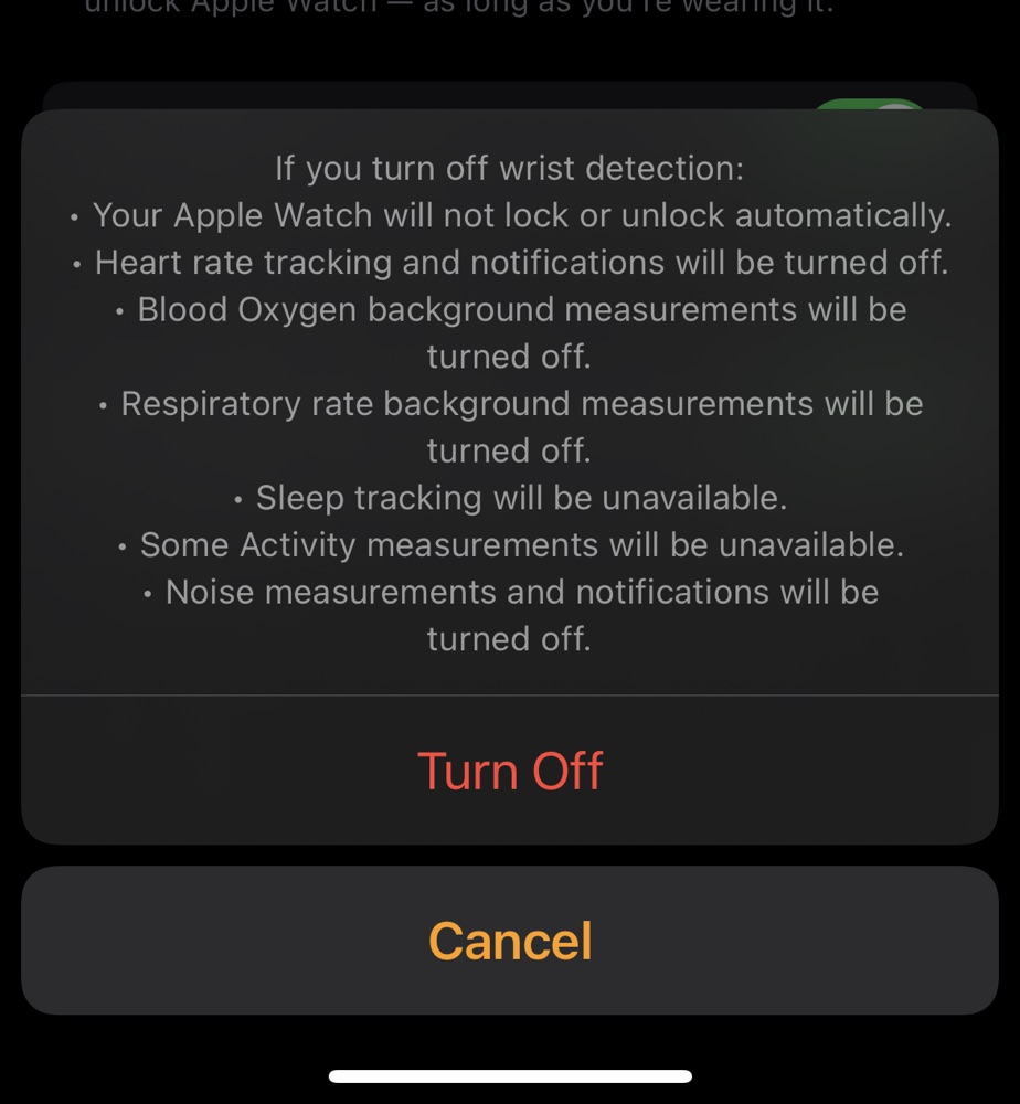 Apple Watch Wrist Detection Alert Apple Watch Wrist Detection Alert