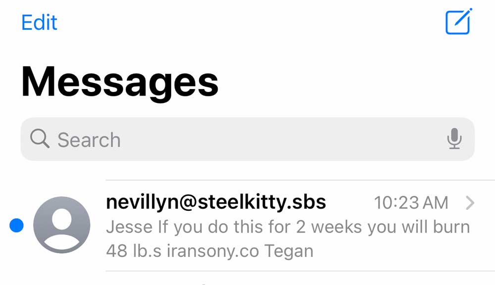 iMessage spam screenshot