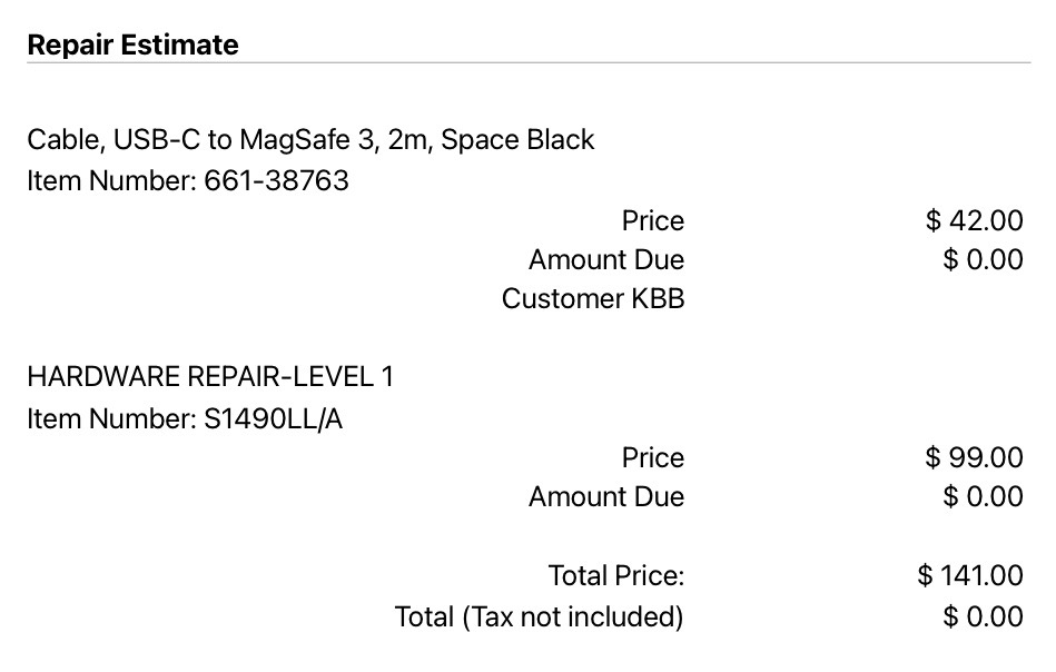 MacBook Repair Receipt MacBook Repair Receipt