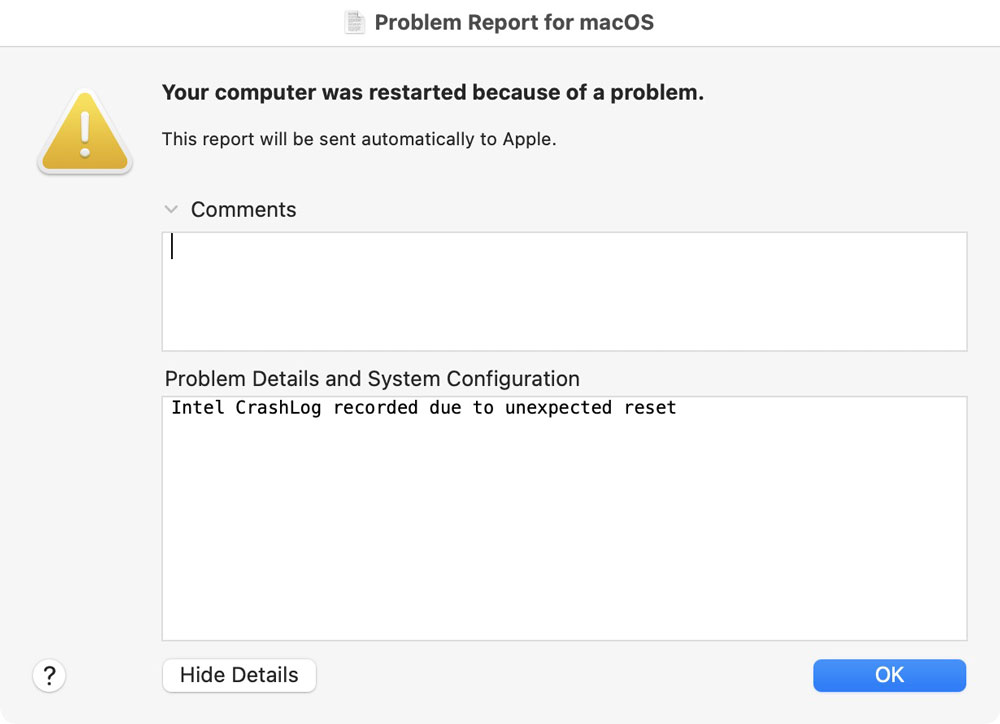 macOS report a problem macOS report a problem