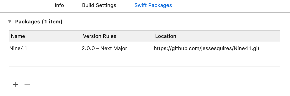 Add Nine41 as a package dependency in Xcode