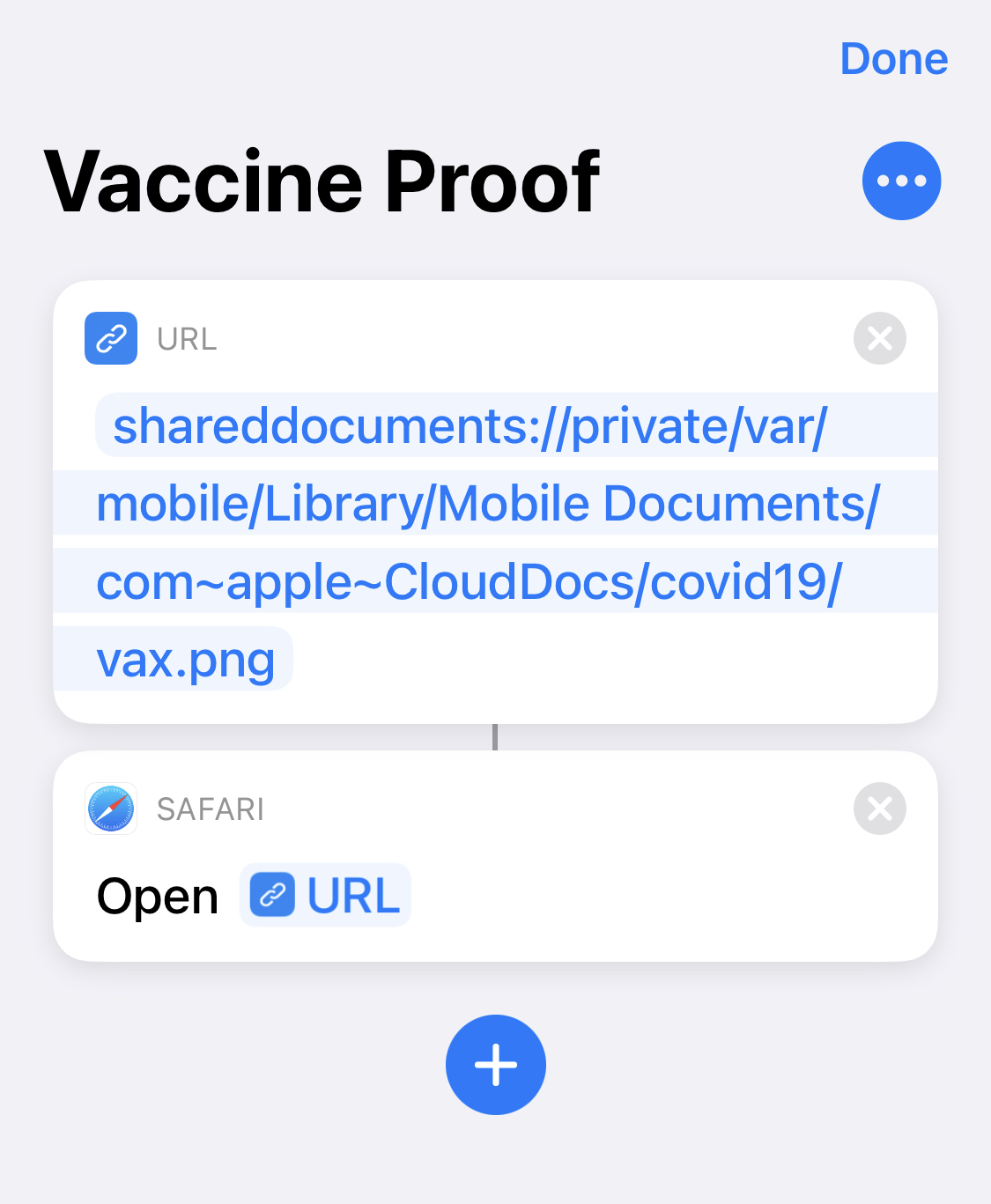 iOS proof of vaccine shortcut code