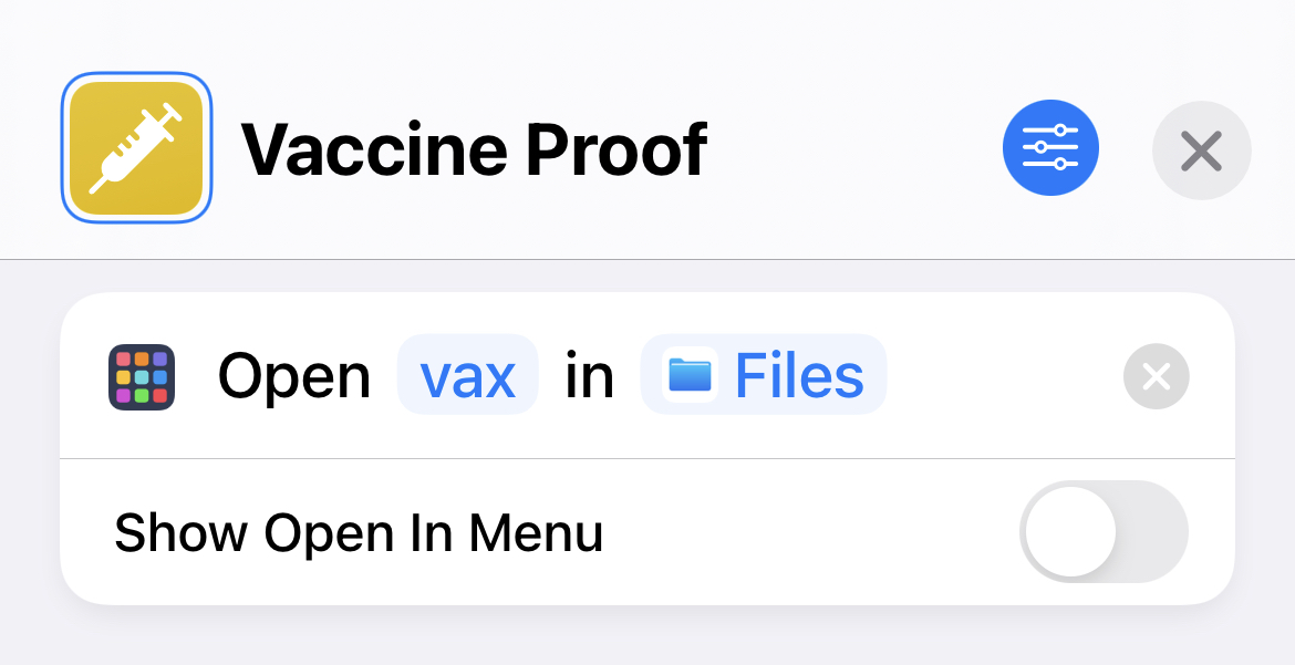 Simpler iOS 15 proof of vaccine shortcut code