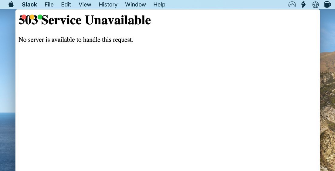 Slack screenshot 503 error