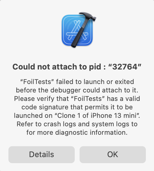 Xcode 13 test failure
